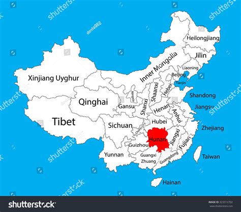 Hunan Province Map China Vector Map Stock Vector (Royalty Free) 323312702 | Shutterstock