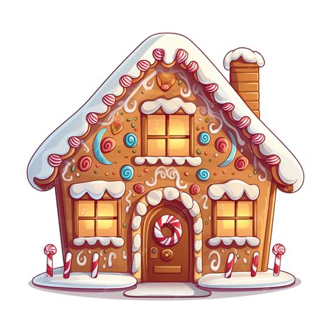 Gingerbread House Cookie Cute Cartoon Christmas Decoration Isolated ...