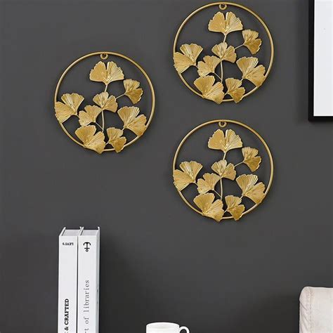 DECOR SEA® Gold Metal Wall Decor Three Piece Wall Art Metal Flower Wall ...