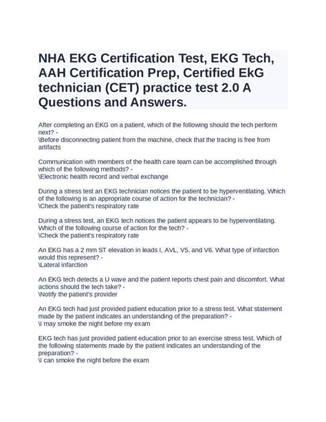 NHA EKG Certification Test, EKG Tech, AAH Certification Prep, Certified ...