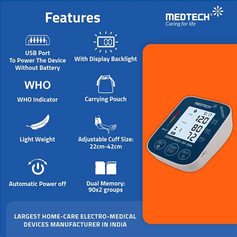 Buy MEDTECH BLOOD PRESSURE MONITOR BP09N WITH BACKLIGHT Online & Get ...