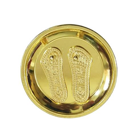 Buy Brass Shri Maa Lakshmi Charan Paduka with Plate (Gold) (Pack of 1 ...