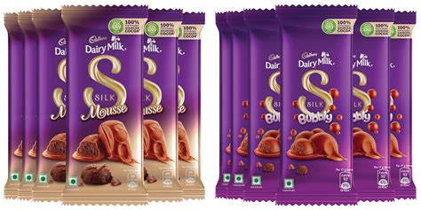 Cadbury Dairy Milk Silk Bubbly Chocolate Bar, Pack of 6 x 50g & Cadbury ...