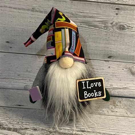 Book Lover Gnome With Book Reading Gnome Librarian Gift Teacher Gnome ...