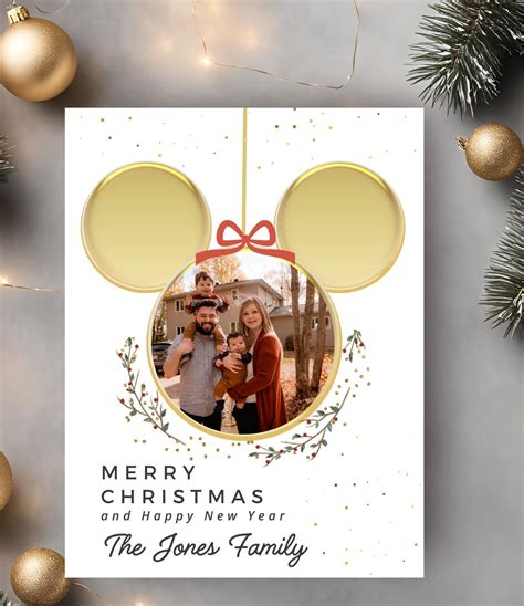 EDITABLE Disney Gold Christmas Card, Disney Christmas Card, Magical ...