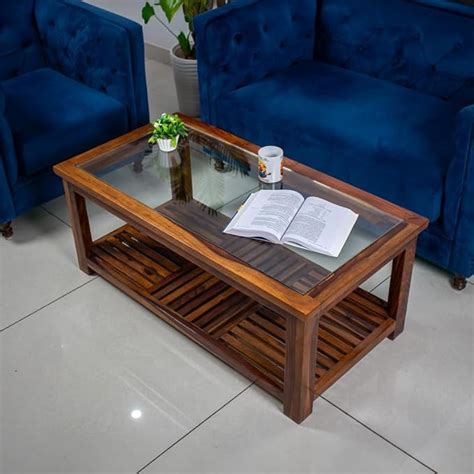 WOODMAZE Sheesham Wood Coffee Table with Storage Wooden Tea Table with ...