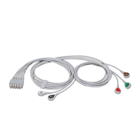 ECG Leadwire set, 5-lead, grouped, snap, AHA, mix 74 cm/29", 130 cm/51 ...