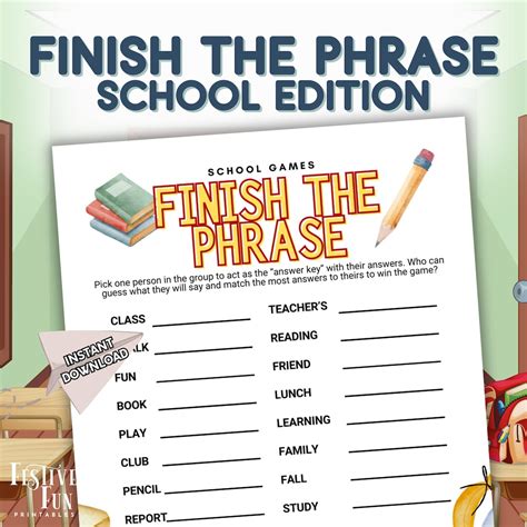 Back to School Finish the Phrase Game, Printable Read Teacher's Mind ...