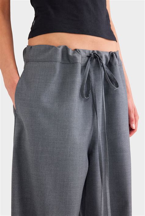 Womens Wool Paperbag Pant in Dark Grey Marl | Venroy – VENROY