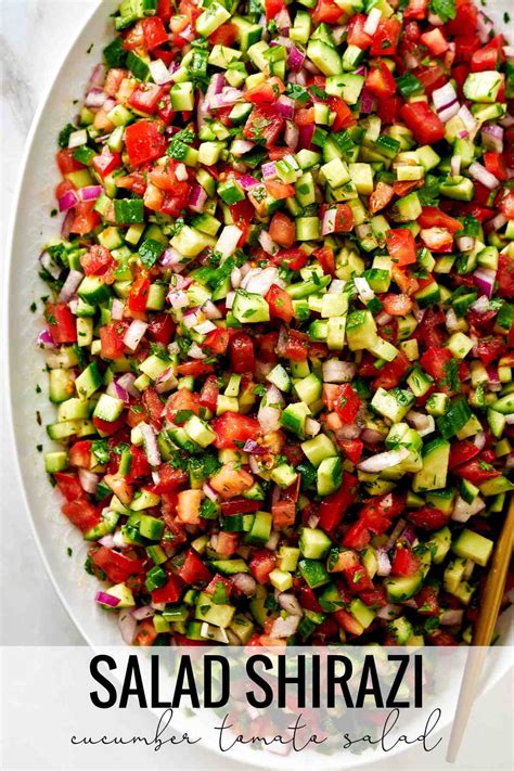 Colorful Shirazi Salad with Persian Cucumbers and Roma Tomatoes