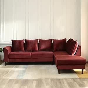 Sleepify Arionas 6 Seater Fabric RHS L Shape Sofa Set (Red) : Amazon.in ...
