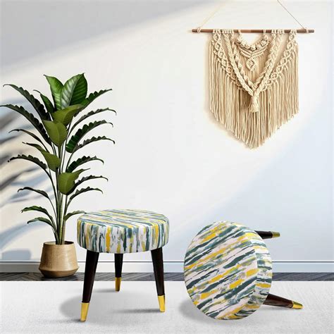 YELLOWLEGS Ottoman Stool for Living Room Set of 2 - Golden Cap Leg ...