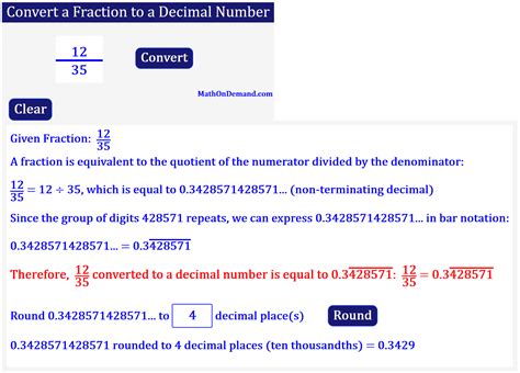 Convert a Fraction to a Decimal Number - MathOnDemand.com
