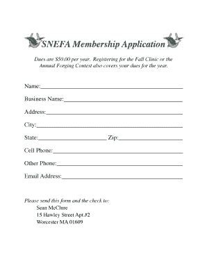 Fillable Online snefa BSNEFAb Membership Application - snefa Fax Email ...