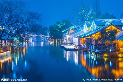中国古建筑江南水乡夜景高清图片下载-正版图片500672984-摄图网