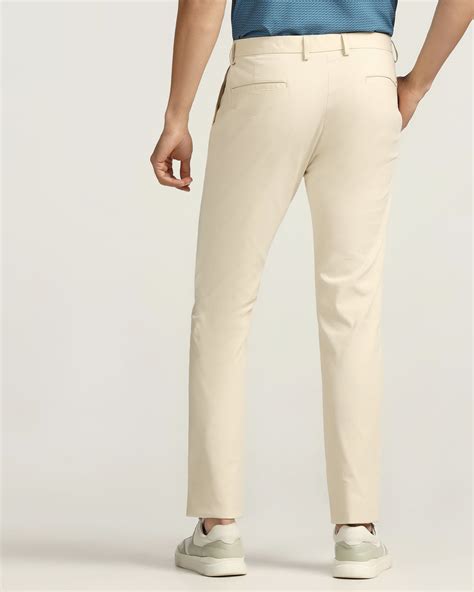 TechPro Slim Fit B-91 Casual Beige Solid Khakis - Sandy