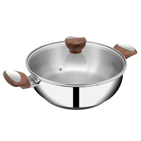 SUNCASA Impact Pro Luxe Flat Bottom Kadai with Glass Lid, 24 cm – Suncasa