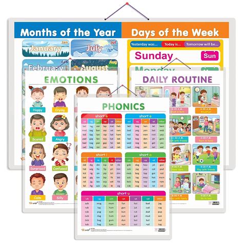 Buy Set of 4 MONTHS OF THE YEAR AND DAYS OF THE WEEK, EMOTIONS, DAILY ...