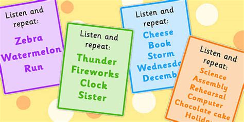 Listen and Repeat Auditory Memory Cards Set 2 - remembering