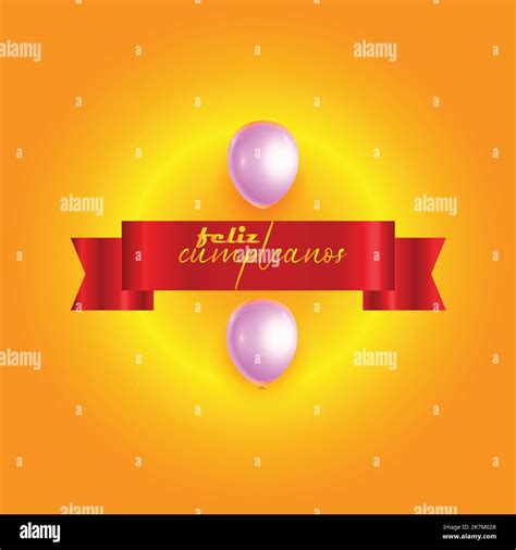happy birthday in spanish on red ribbon with balloons Stock Vector ...