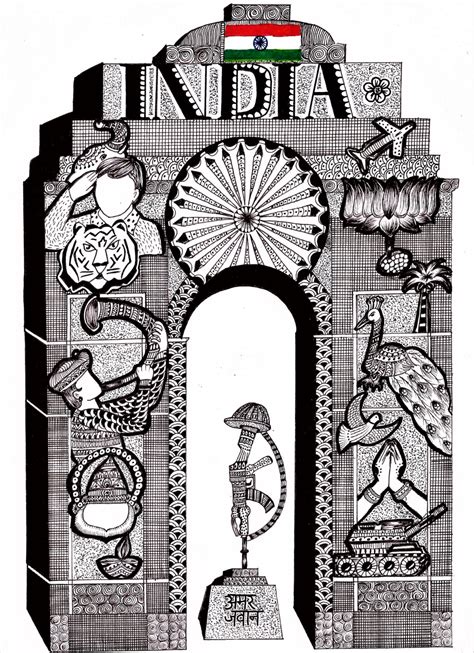 India Gate drawing creative doodle art | Mandala art, Mandala design art, Mandala artwork