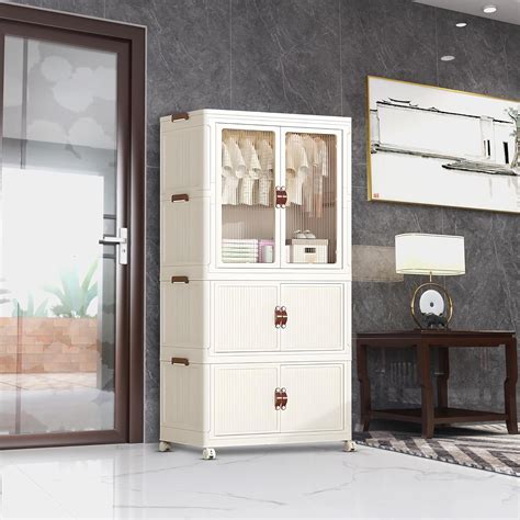 KIMANA Movable Foldable Plastic Cupboard for Storage |Plastic Wardrobe ...