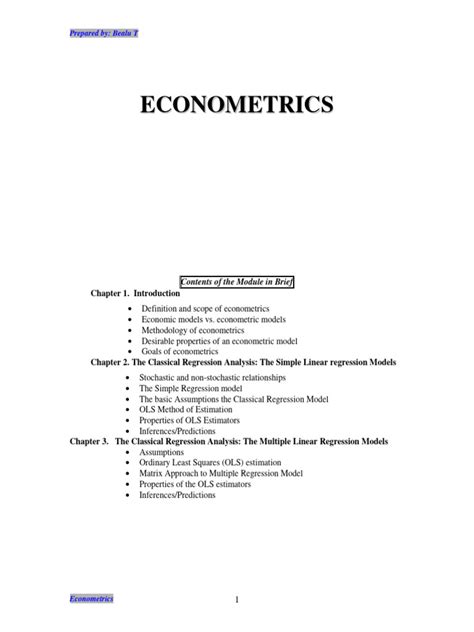 Econometrics Lecture Notes PDF 的图像结果