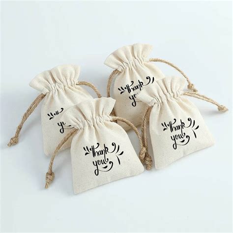 Handmakers Canvas Drawstring bag | Thank you Print Gift Bags Set of 20