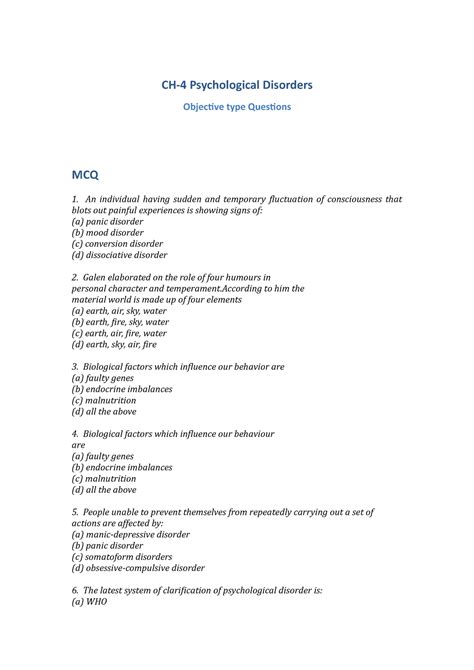 Mcq ch 4 - Important MCQs for the marketing - CH-4 Psychological ...