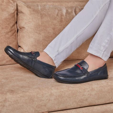 Buy Crada Blue Men's Leather Loafers Online at Tresmode