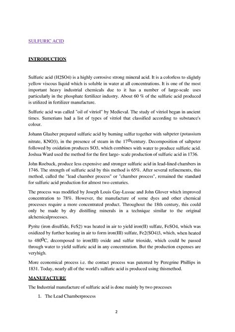 Sulphur, Sulphuric ACID AND Silicate Industries notes - SULFURIC ACID ...