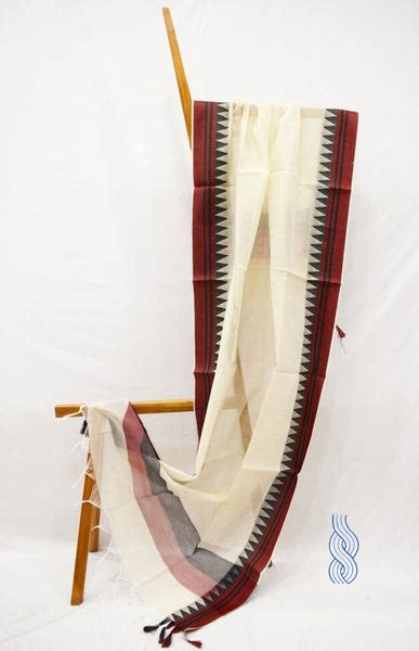 Red & Black Blended Temple Border Dupatta – Salonee Silks N Cotton