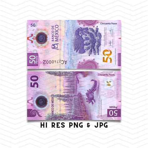 50 Peso Mexican Banknote Stock Photos Front Back Banco De Mexico ...