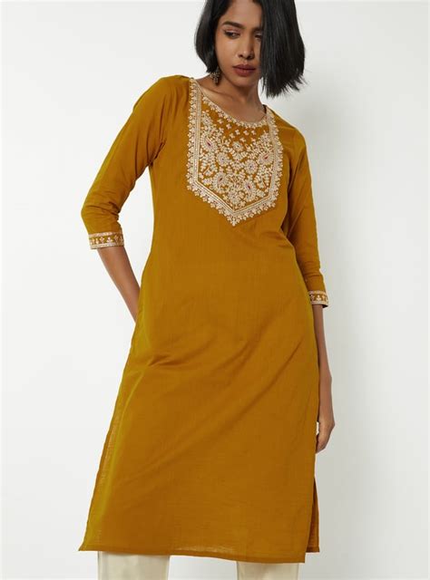 Buy Women Yoke Embroidered Straight Kurta Online at just Rs. 599.0 ...