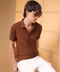 CAMPUS SUTRA Self Design Men Polo Neck Brown T-Shirt - Buy CAMPUS SUTRA ...