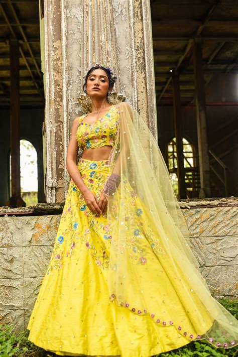 Urmil - Yellow Floral Lehenga Set - Elahe