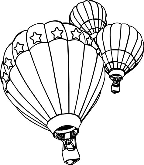 Three Air Balloon Coloring Page | Wecoloringpage.com