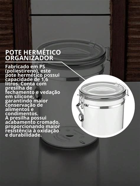 Kit 4 Round Hermetic Jars 1.6L With Locks And Clips Perfect For Keeping ...