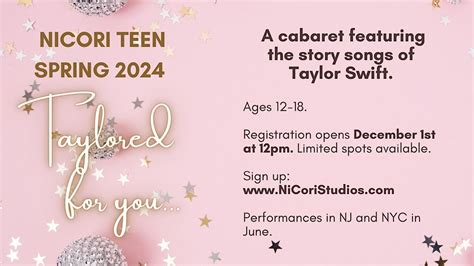 NiCori Teen Cabaret REGISTRATION: "Taylored For You", Watchung ...