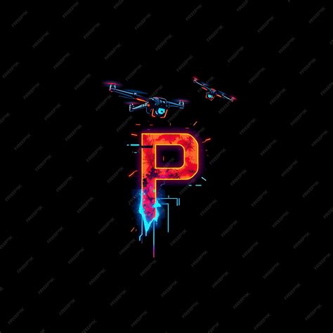 Cyberpunk Pixel Art Letter P Neon Drones Flying Overhead Digital Graffiti Tagging Walls Neon ...