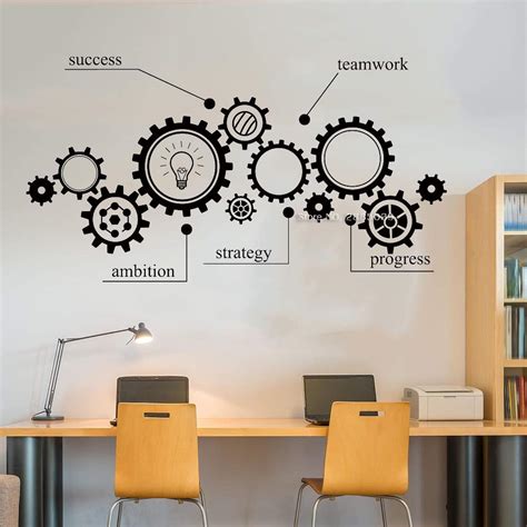 Buy GADGETS WRAP Gear Pattern Wall Vinyl Decal Sucess Stickers Teamwork ...