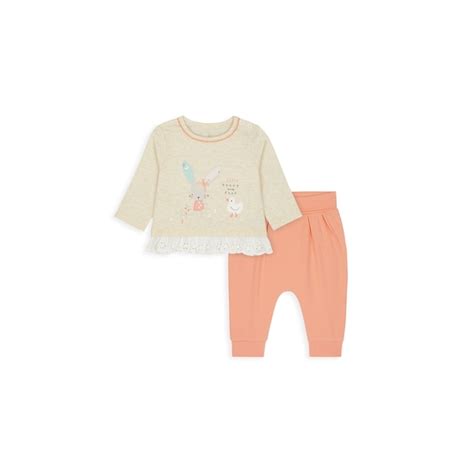 Buy Girls Full Sleeves Tops And Jogger Set Bunny Patchwork - Orange ...