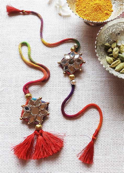 Get Handmade Multicolor Sitara Rakhi Lumba Set at ₹ 665 | LBB Shop