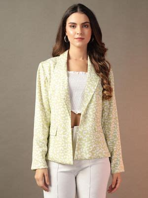 Buy Trend Arrest Green Printed Blazer (S) Online