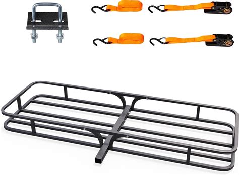 TUFFIOM 59"x19"x6" Hitch Mount Cargo Carrier Basket, 500lbs Steel Car Cargo Trailer Hitch ...