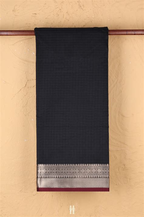Kota Cotton Saree In Black With Zari Border