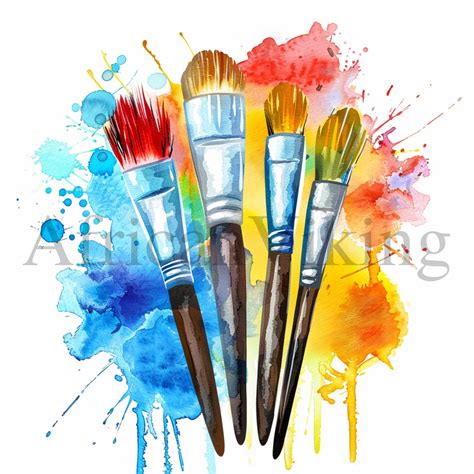Watercolor Paint Brushes Clipart 10 High Quality Jpgs Digital Download ...