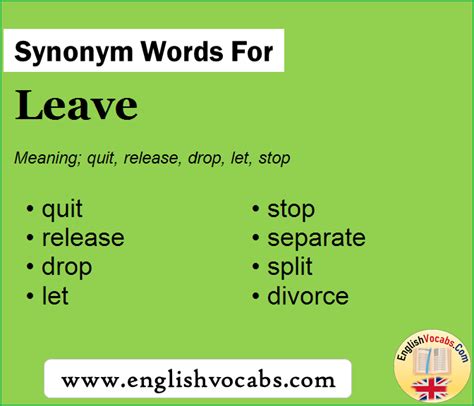 Synonym for Leave, what is synonym word Leave - English Vocabs
