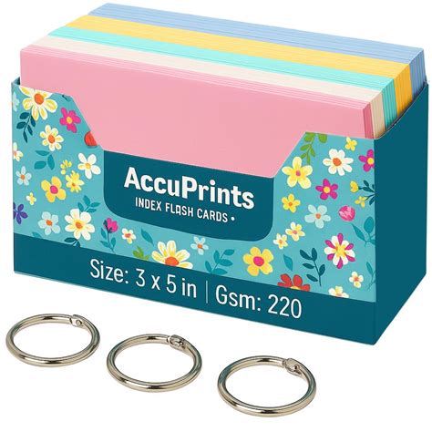 AccuPrints 200 Coloured Index Flash Cards Tray - 5 Colours - 3x5 inch ...