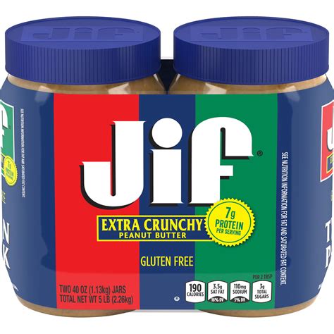 Jif Extra Crunchy Peanut Butter Twin Pack, 80-Ounce - Walmart.com